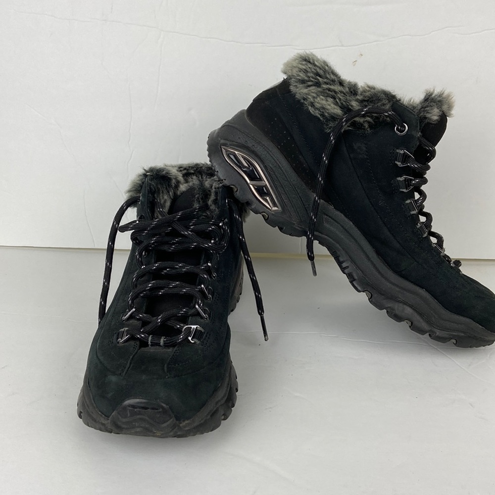 Skechers Womens Sport Black Hiking Ankle Boots Lace up